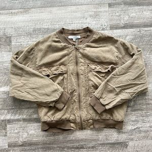 Young Fabulous & Broke Army Green Cropped Bomber Jacket